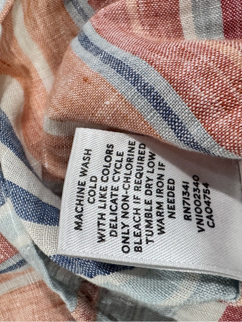 L.L. Bean Striped Tie-Front Blouse in Blue, Pink, Cream - Picture 5 of 5